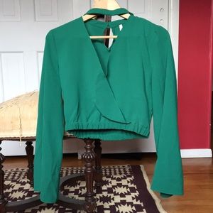 NWT Zara Bell-Sleeved Green Top